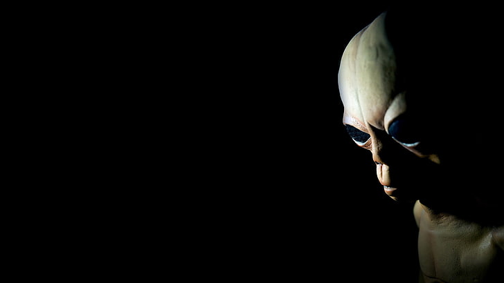 alien illustration, background, black, alien, humanoid, HD wallpaper