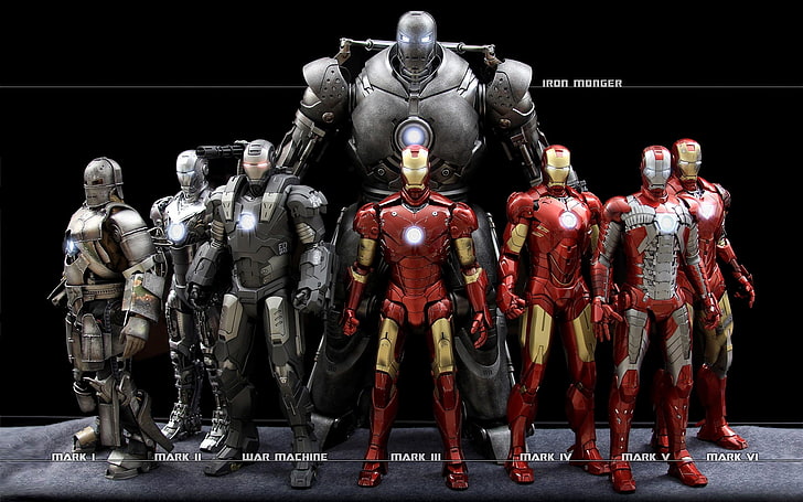 Iron Man digital wallpaper, Marvel Iron Man suits wallpaper, movies, The Avengers, Iron Man, robot, digital art, HD wallpaper