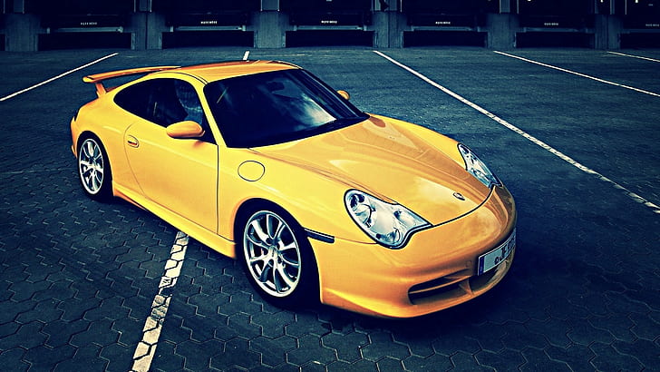 Porsche HD, жълто porsche 911, автомобили, porsche, HD тапет