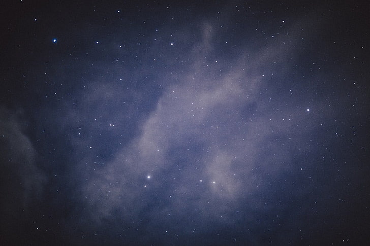 black and gray laptop computer, sky, clouds, stars, HD wallpaper