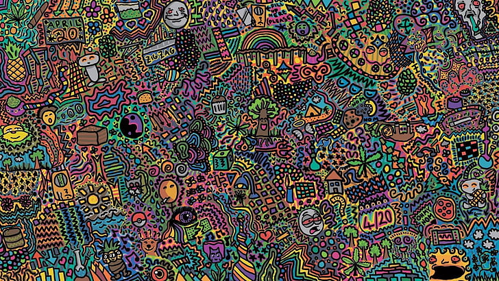 karya seni abstrak, menggambar, berwarna-warni, Wallpaper HD