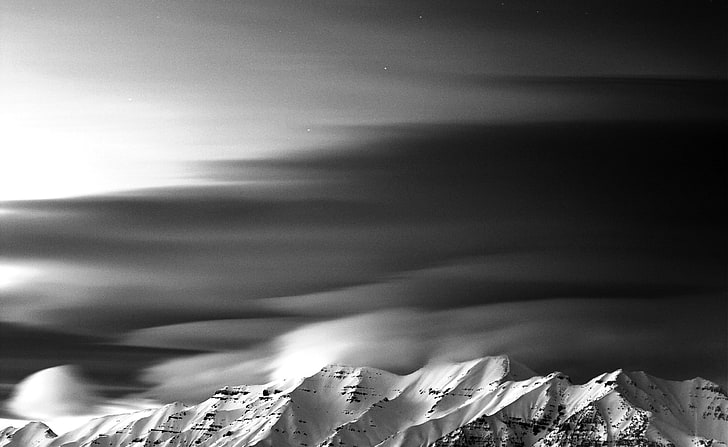 Mount Timpanogos BW, alps digital wallpaper, United States, Utah, Mount, Timpanogos, HD wallpaper