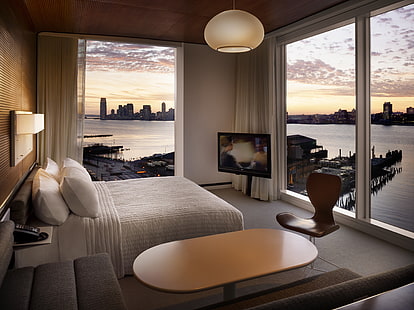 белый подвесной светильник, дизайн, стиль, интерьер, мегаполис, гостиная, HD обои HD wallpaper