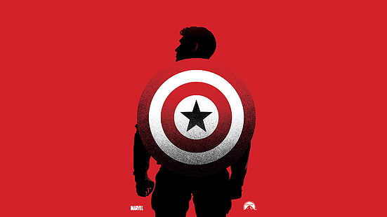 Marvel Captain America Plakat, rot, Hintergrund, Silhouette, Schild, Wunder, Comic, Captain America, Der erste Rächer, Steve Rogers, Captain America: Der erste Rächer, HD-Hintergrundbild HD wallpaper