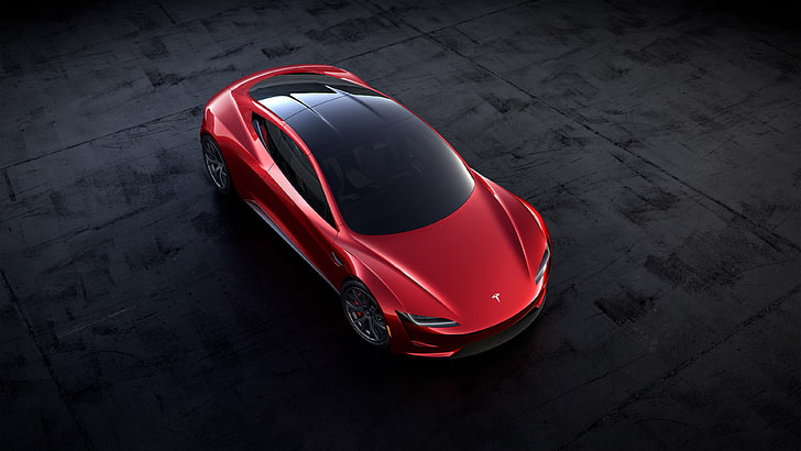 2018 Red Tesla Electric Roadster 4K HD, HD wallpaper