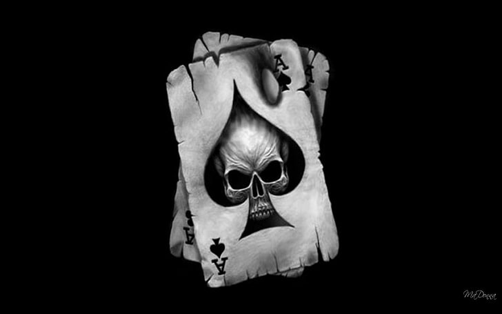 ace of spades digital wallpaper, skull, heverilson, HD wallpaper