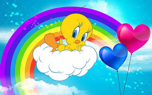 Tweety Bird Cartoon Graphics Pics Rainbow Background 3840 × 2400, Fond d'écran HD HD wallpaper