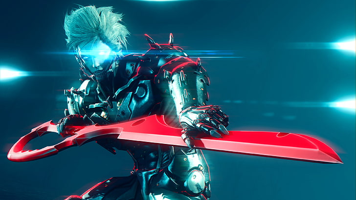 Mann mit rotem Schwert digitale Tapete, Schwert, Raiden, Metal Gear Rising: Revengeance, Platin-Spiele, HD-Hintergrundbild
