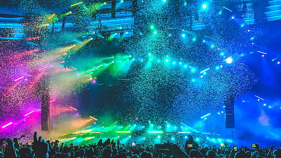 colori, discoteca, persone, vivido, festa, danza, palcoscenico, festival, giardino jio, Sfondo HD HD wallpaper