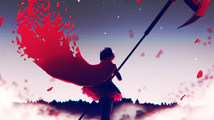 ilustrasi karakter merah dan hitam, Anime, RWBY, Ruby Rose (RWBY), Wallpaper HD