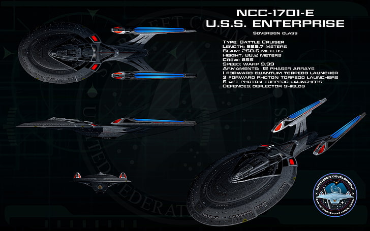 NCC-1701-E Колаж на космически кораб на САЩ, Star Trek, USS Enterprise (космически кораб), HD тапет