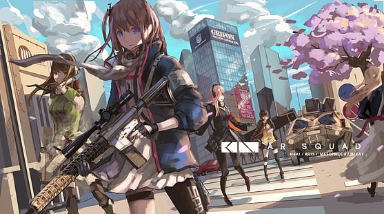 anime, Girls Frontline, pistola, Girls_Frontline, ragazze con le pistole, AR15 (Girls Frontline), M16 (Girls Frontline), m4a1 (girls frontline), Sfondo HD HD wallpaper