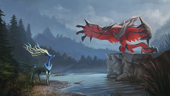 Pokémon, Legendäres Pokémon, Xerneas (Pokémon), Yveltal (Pokémon), HD-Hintergrundbild HD wallpaper