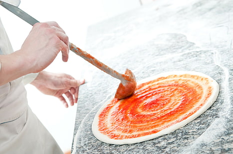 jedzenie, pizza, gotowanie, ręce, Tapety HD HD wallpaper