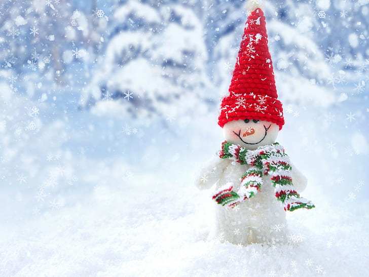 снеговик иллюстрация, рождество, HD обои