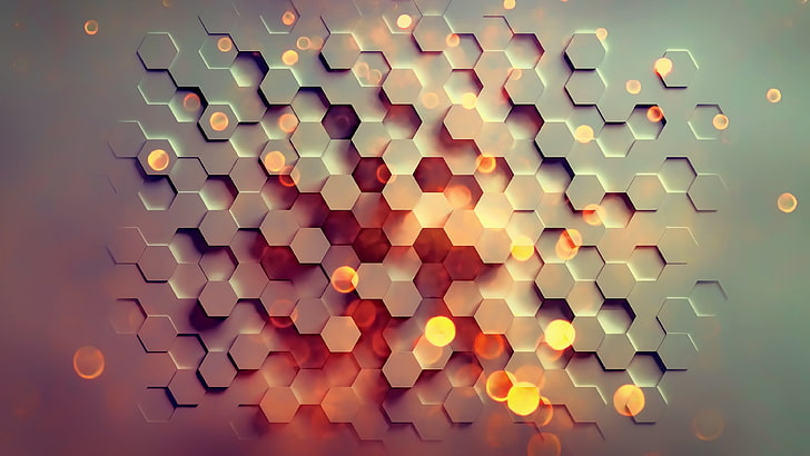 graue und braune Tapete, geometrische Graphiktapete, Zusammenfassung, Hexagon, HD-Hintergrundbild
