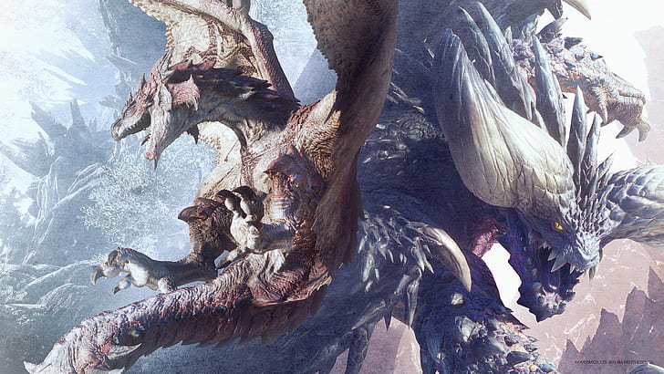 Video Game, Monster Hunter: World, Nergigante (Monster Hunter), Rathalos (Monster Hunter), HD wallpaper