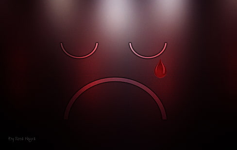 emoticon triste com lágrima, triste, obras de arte, HD papel de parede HD wallpaper