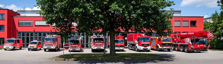 emergency, engine, feuerwehr, fire, firetruck, semi, truck, vehicle, HD wallpaper
