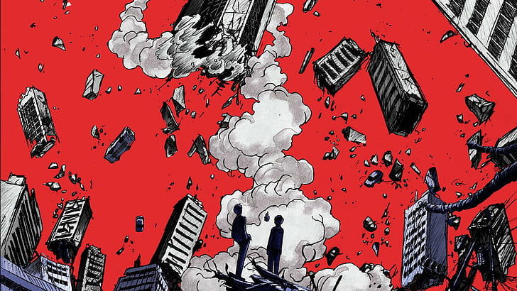 smoke, Mob Psycho 100, debris, Shigeo Kageyama, Arataka Reigen, HD wallpaper