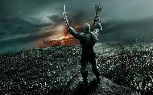 Ilustración de Kratos, El Hobbit, Azog the Defiler, El Hobbit: La batalla de los cinco ejércitos, destrucción, Fondo de pantalla HD HD wallpaper