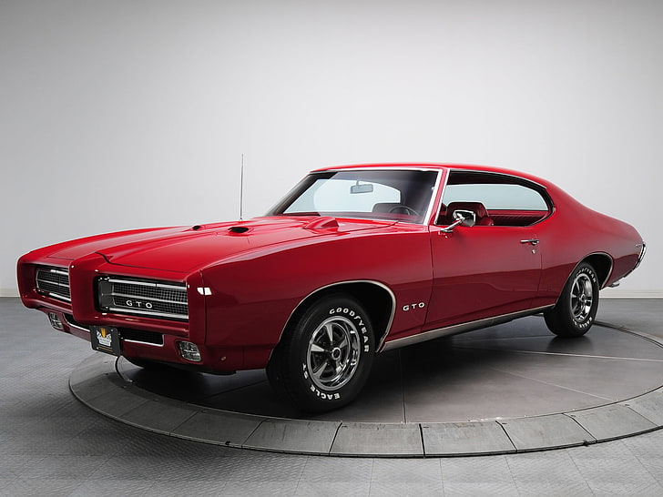 pontiac gto, red, side view, classic, cars, Vehicle, HD wallpaper