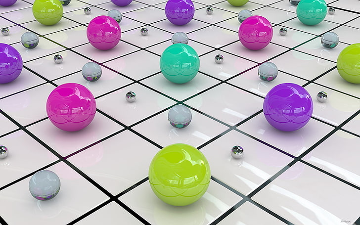 assorted-color ceramic balls, balls, glass, bright, HD wallpaper