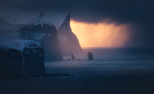 зима, фотография, пейзаж, Фарерские острова, HD обои HD wallpaper