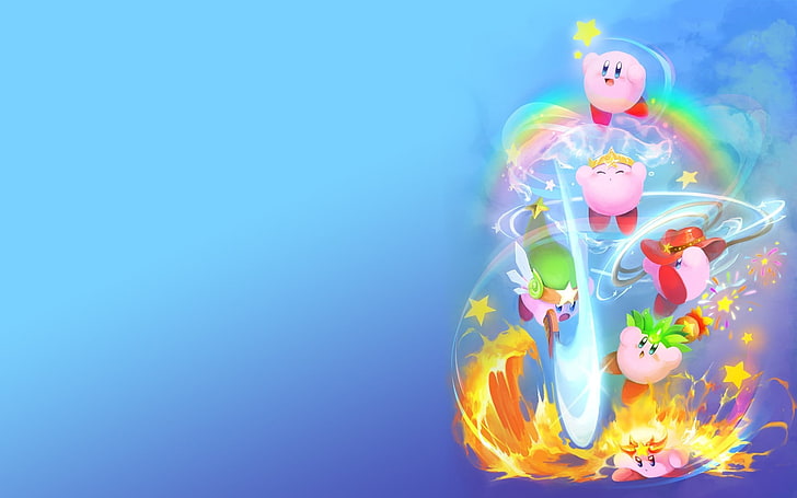 carta da parati Pokemon rosa, Kirby, Nintendo, grafica, videogiochi, Sfondo HD