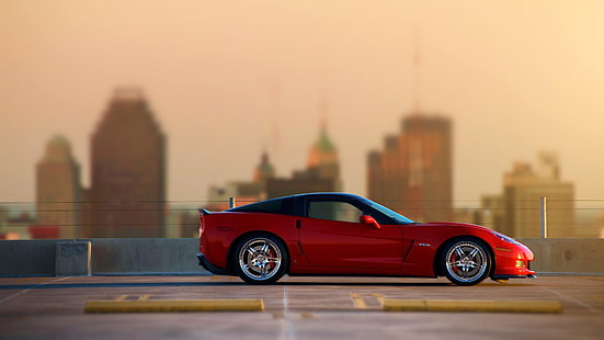 червено кабрио купе, Chevrolet Corvette, HD тапет HD wallpaper