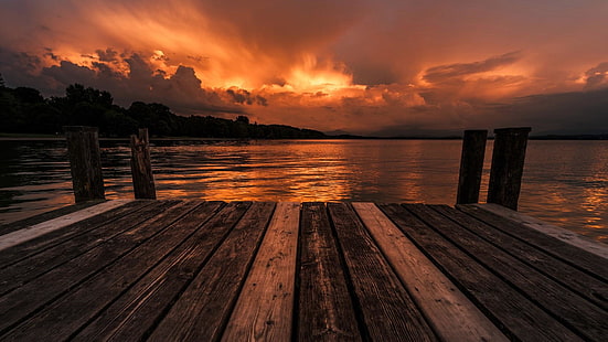 Pier, Dock, Himmel, Sonnenuntergang, Wasser, Horizont, See, Wolke, Abend, Dämmerung, Ruhe, Europa, Estland, saadjärv, HD-Hintergrundbild HD wallpaper