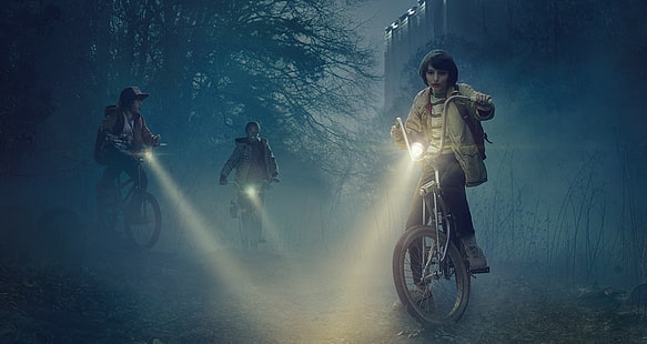 วอลล์เปเปอร์ Strange Things, Stranger Things, จักรยาน, กลางคืน, Netflix, วอลล์เปเปอร์ HD HD wallpaper