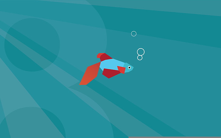 ilustrasi ikan biru dan merah, ikan, minimal, Windows 8, default, Wallpaper HD