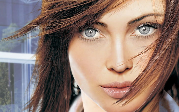 niebieskie oczy, fantasy art, Anna Moleva, kobiety, twarz, Tapety HD