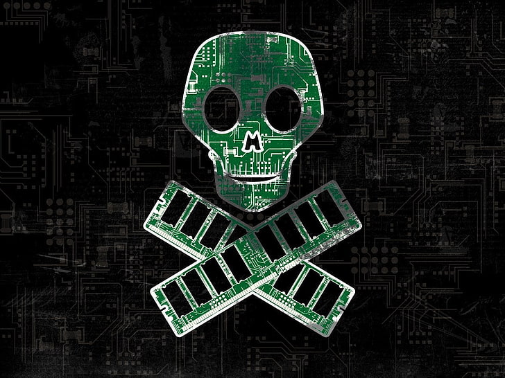 緑の頭蓋骨の図 技術 ハッカー 頭蓋骨 Hdデスクトップの壁紙 Wallpaperbetter