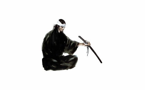 Скитник, Мусаши, мъж, който държи илюстрация на катана, скитник, мусаши, HD тапет HD wallpaper