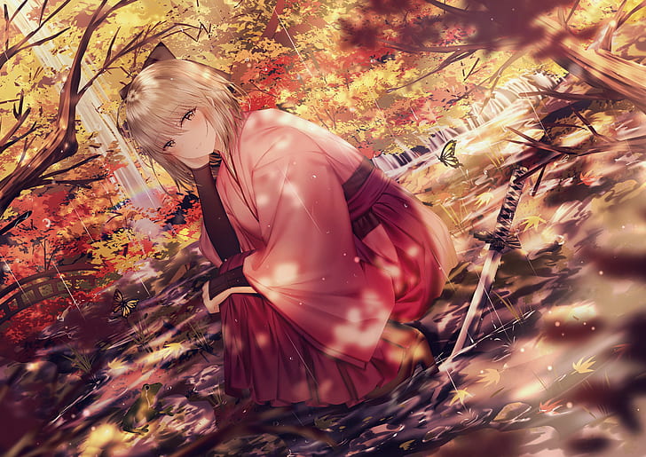 Fate Series, Fate / Grand Order, Okita Sōji, Sakura Saber, HD tapet