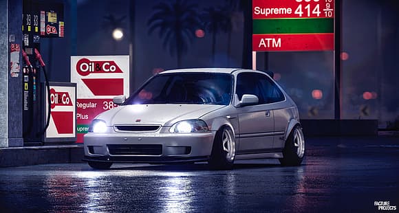 Honda, Honda Civic, Typ R, weiße, weiße Autos, NFS 2015, Need for Speed, HD-Hintergrundbild HD wallpaper