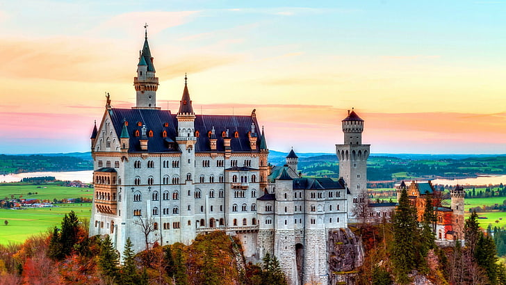 城、宮殿、ノイシュヴァンシュタイン、ドイツ、驚くべき、ヨーロッパ、 HDデスクトップの壁紙