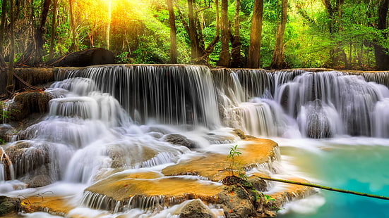 cascada, naturaleza, rio, selva, Fond d'écran HD HD wallpaper