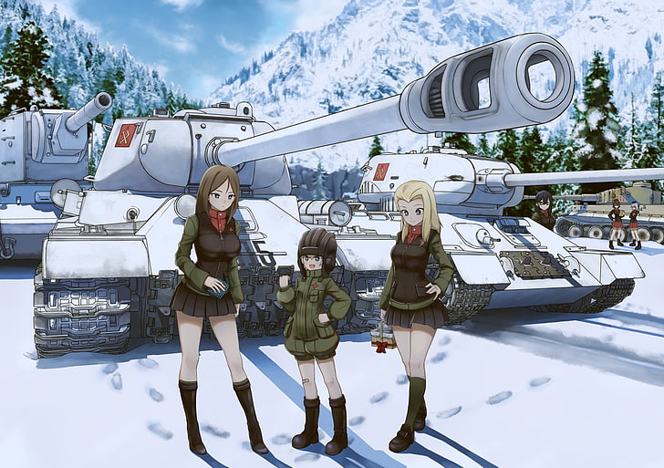 Anime, Kızlar ve Panzer, Clara (Kızlar ve Panzer), Erika Itsumi, Katyuşa (Kızlar ve Panzer), Maho Nishizumi, Nonna (Kızlar ve Panzer), HD masaüstü duvar kağıdı