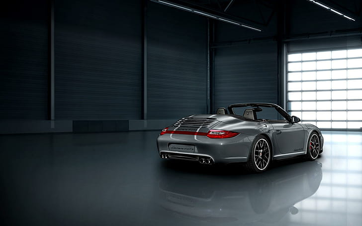 911 Porsche Carrera 4 GTS Cabriolet, รถเก๋งเปิดประทุนสีเทา, เปิดประทุน, ปอร์เช่, คาร์เรร่า, รถยนต์, วอลล์เปเปอร์ HD