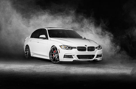 white BMW sedan, BMW, white, Vorsteiner, front, F30, 3 Series, HD wallpaper HD wallpaper