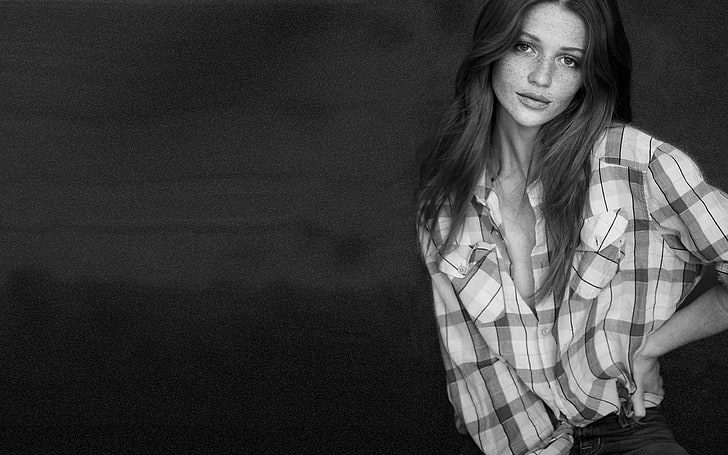 Cintia Dicker, monokrom, model, wanita, potret, Wallpaper HD