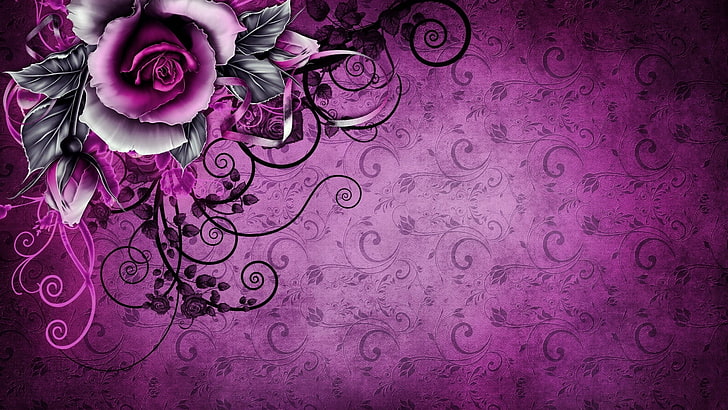 rose, purple, vintage, flowers, Abstract, HD wallpaper