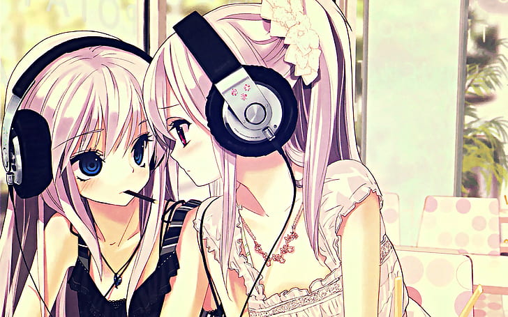 Anime Headphones HD, dessin animé / bande dessinée, anime, casque, Fond d'écran HD
