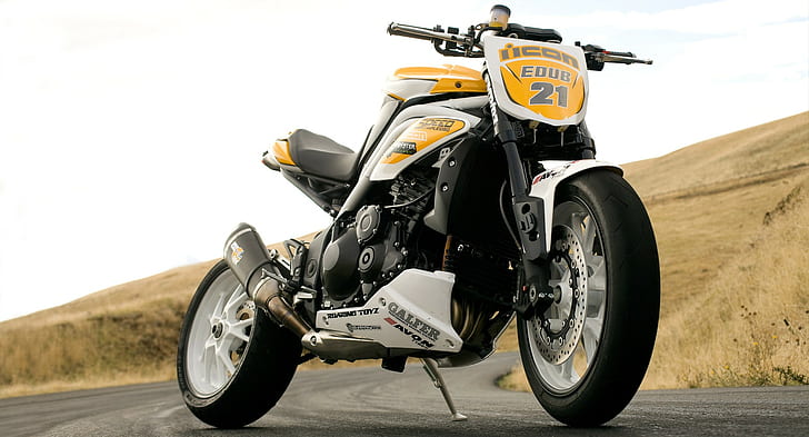 motocicleta, triunfo, ícone, velocidade tripla, vista de ângulo frontal, HD papel de parede