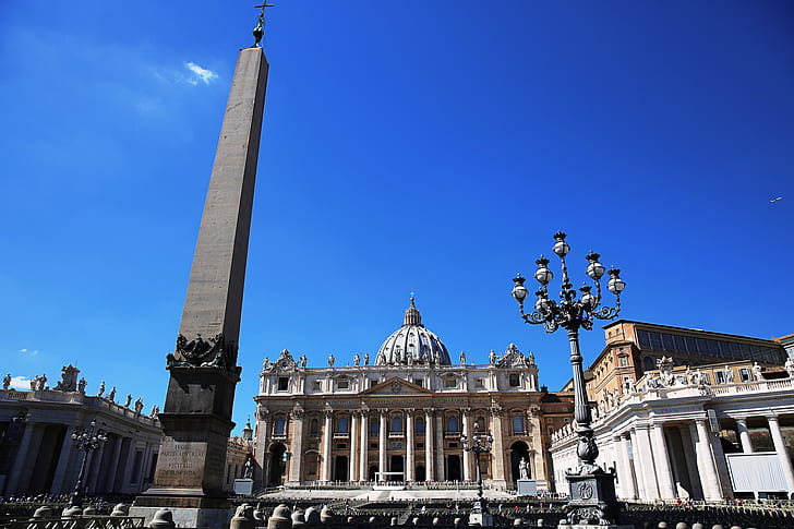 o céu, lanterna, obelisco, o Vaticano, Catedral de São Pedro, praça de São Pedro, HD papel de parede