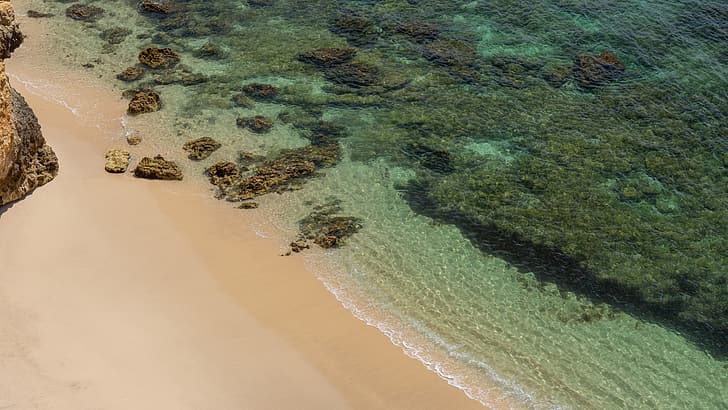 playa, paisaje, Algarve (Portugal), agua, Fondo de pantalla HD