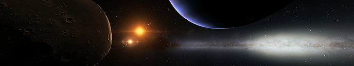motor espacial planeta estrelas galáxia tela tripla exibição múltipla, HD papel de parede